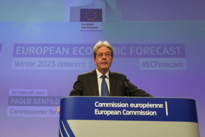 EU Economic Commissioner Paolo Gentiloni holds a news conference in Brussels