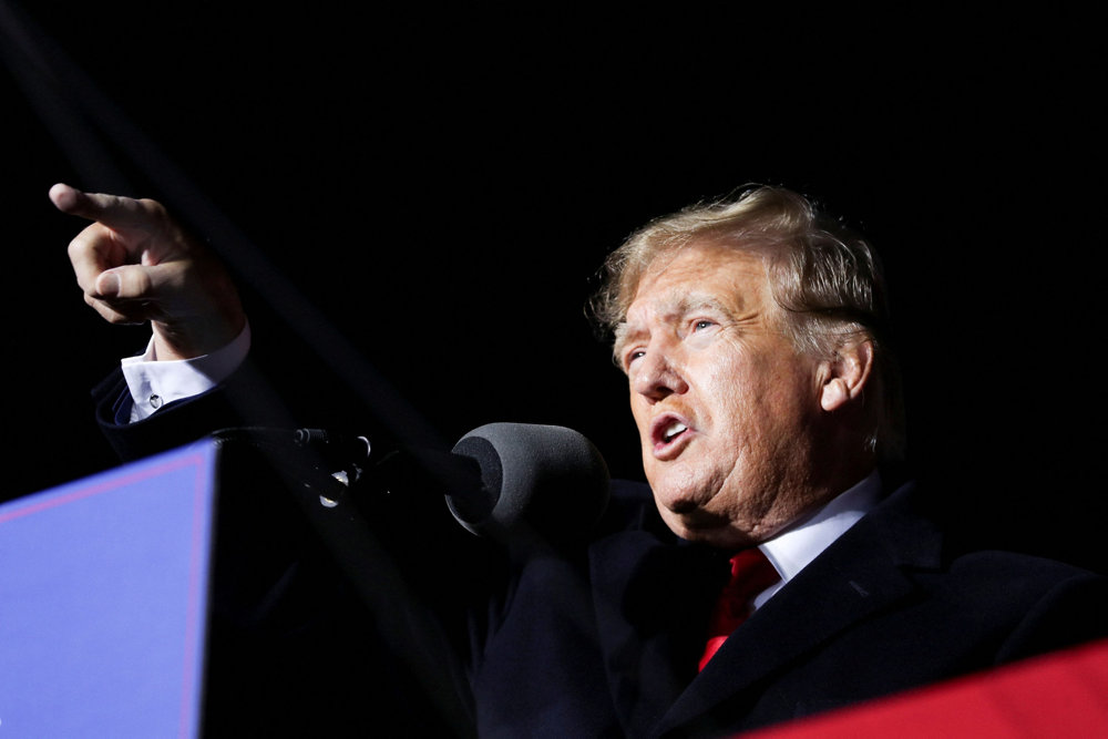 FILE PHOTO: Former U.S. President Trump holds rally in Georgia