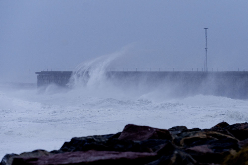 DENMARK The storm Otto arrives at the fishing port of Hanstholm