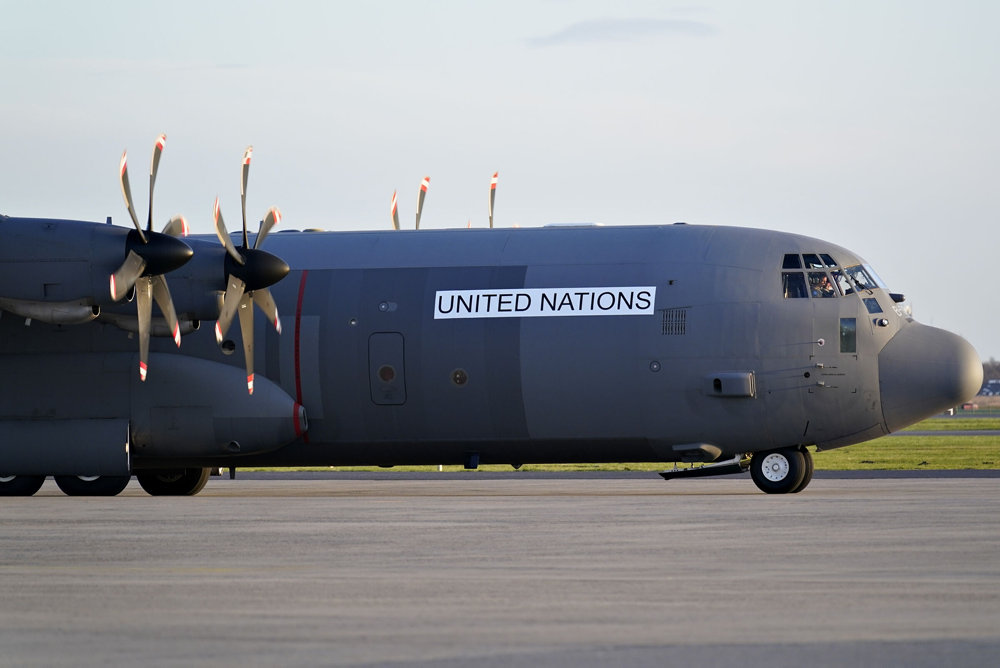 Hercules transportfly på vej til Mali fra Flyvestation Aalborg