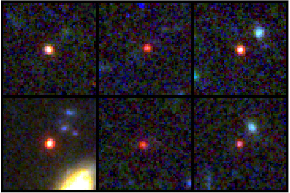 Images of six candidate massive galaxies based on observations by NASA''s James Webb Space Telescope