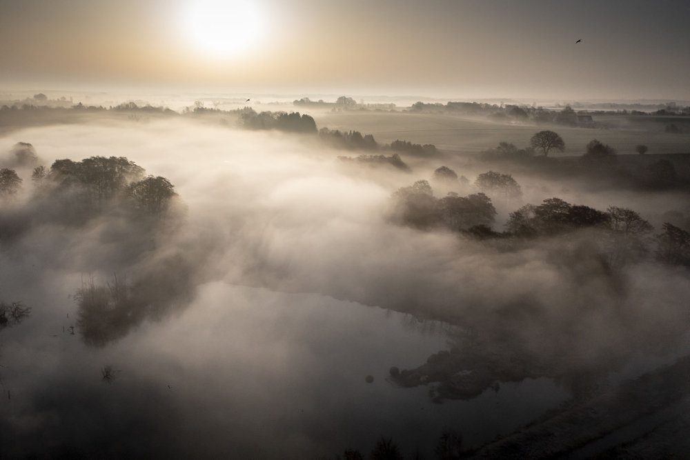 Morgensol med tåge omkring Ringsted