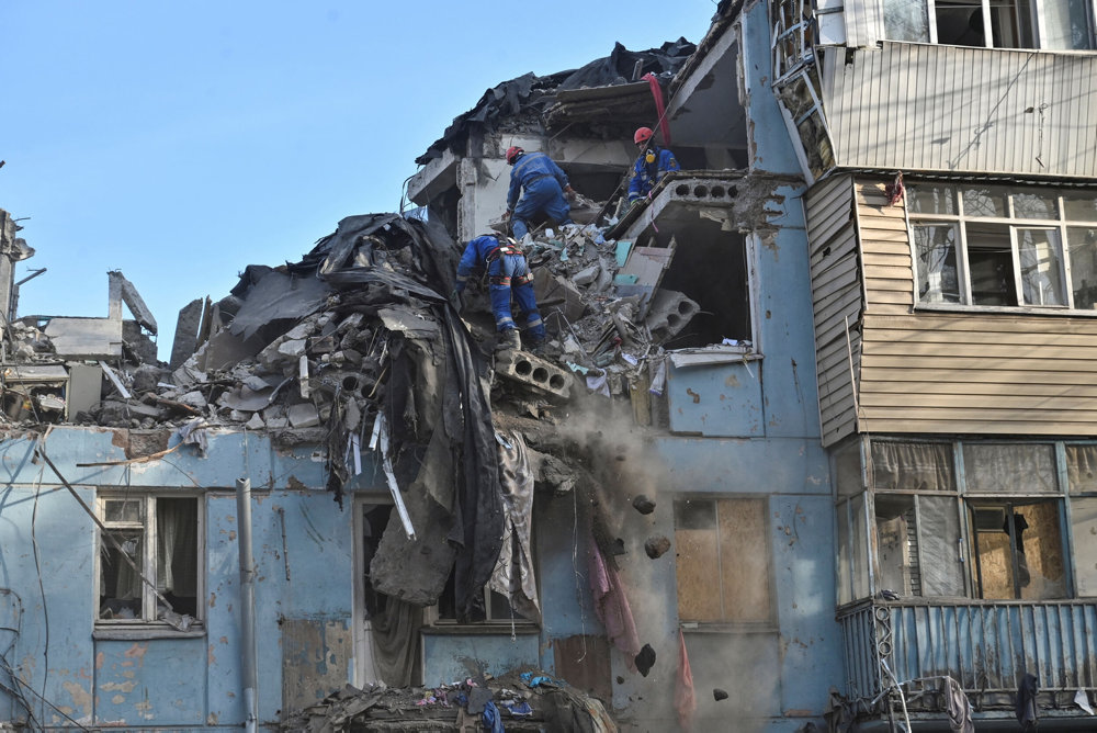 Aftermath of a Russian missile strike in Zaporizjzja