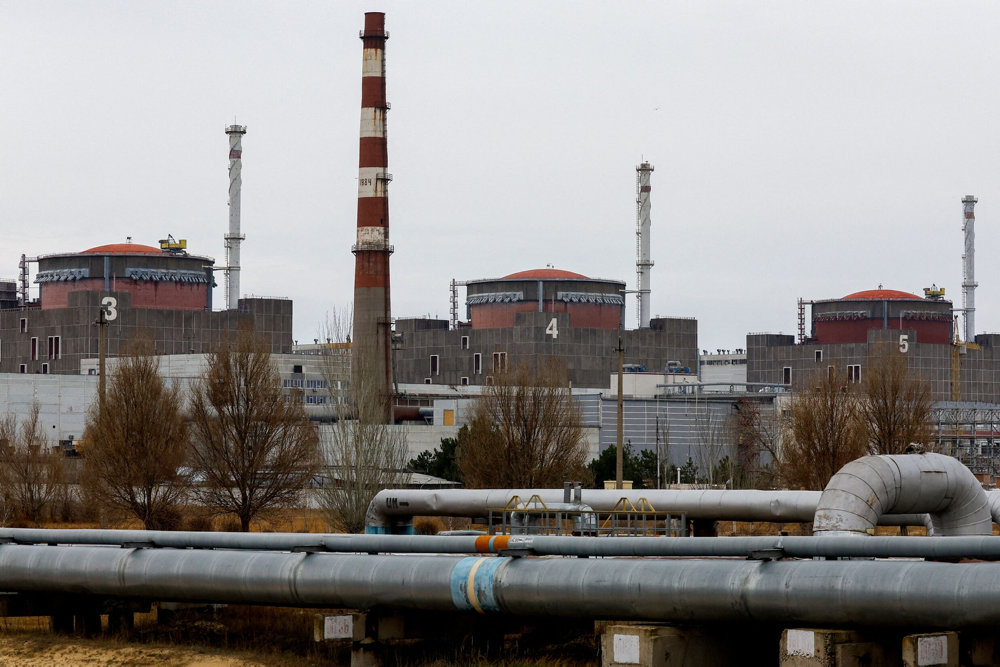 FILE PHOTO: A view shows the Zaporizjzja Nuclear Power Plant outside Enerhodar