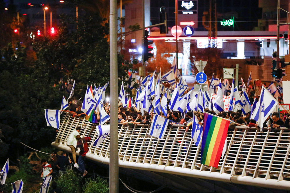 Protests against Israeli government''s judicial overhaul, in Tel Aviv