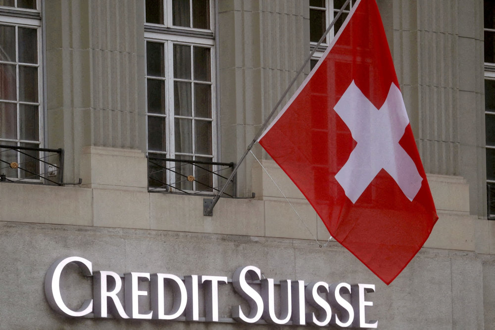 FILE PHOTO: Logo of Swiss bank Credit Suisse is seen in Bern