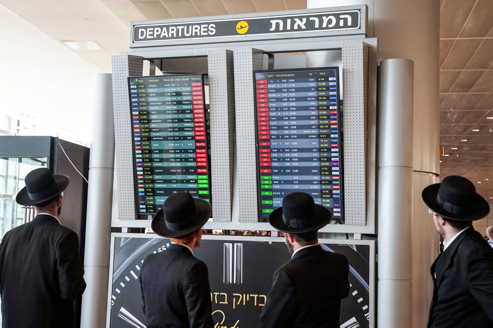 Delayed flights displayed at Ben Gurion International Airport in Lod