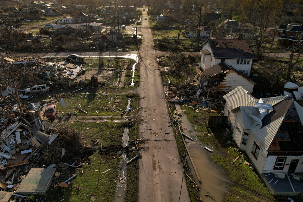 Aftermath of tornado in Wynne, Arkansas