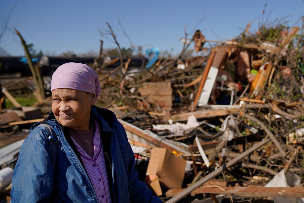 Aftermath of tornado in Wynne, Arkansas