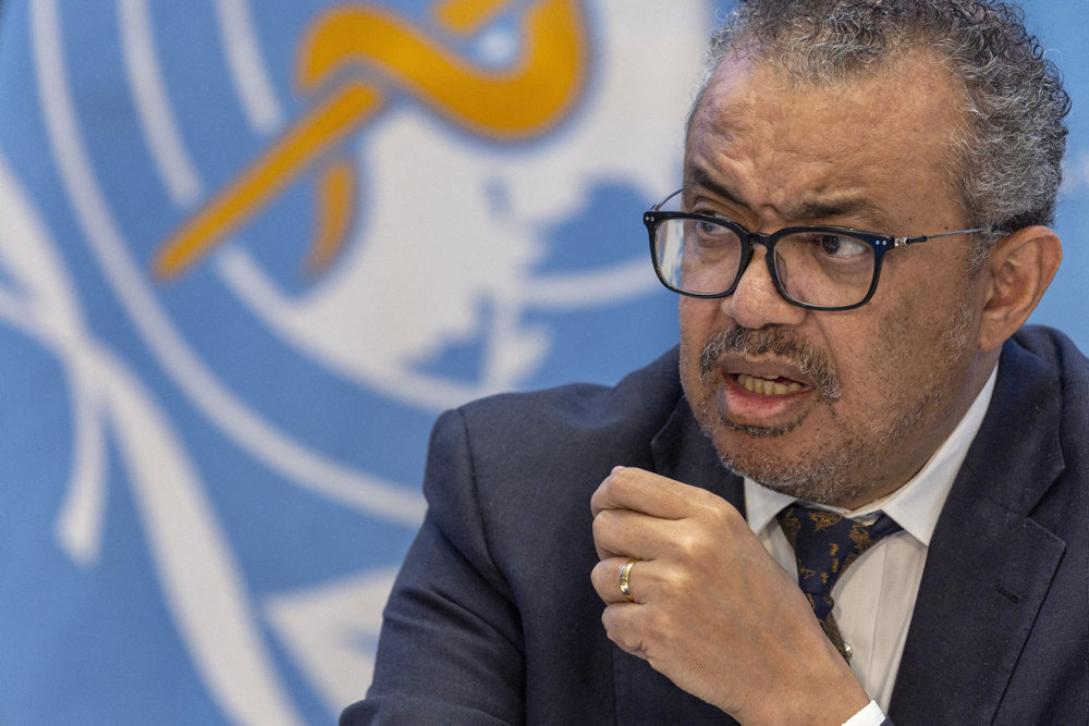 FILE PHOTO: Director-General of the WHO Dr. Tedros Adhanom Ghebreyesus attends an ACANU briefing in Geneva