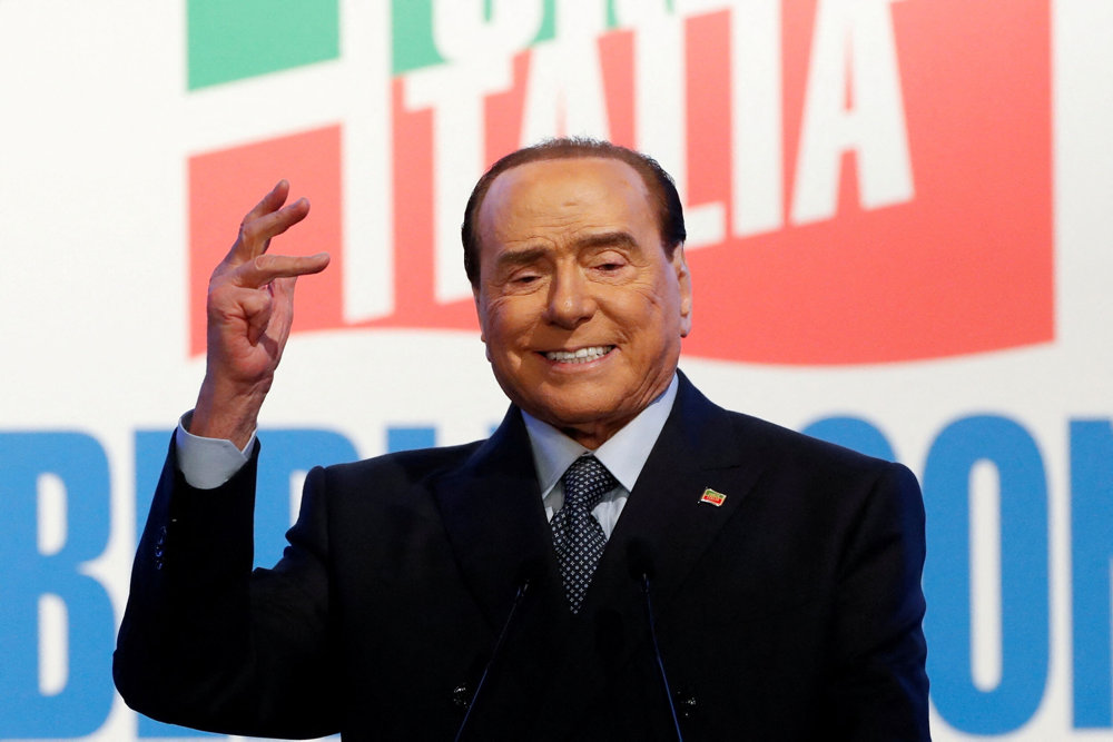 FILE PHOTO: Former Italian PM Berlusconi attends a rally in Rome