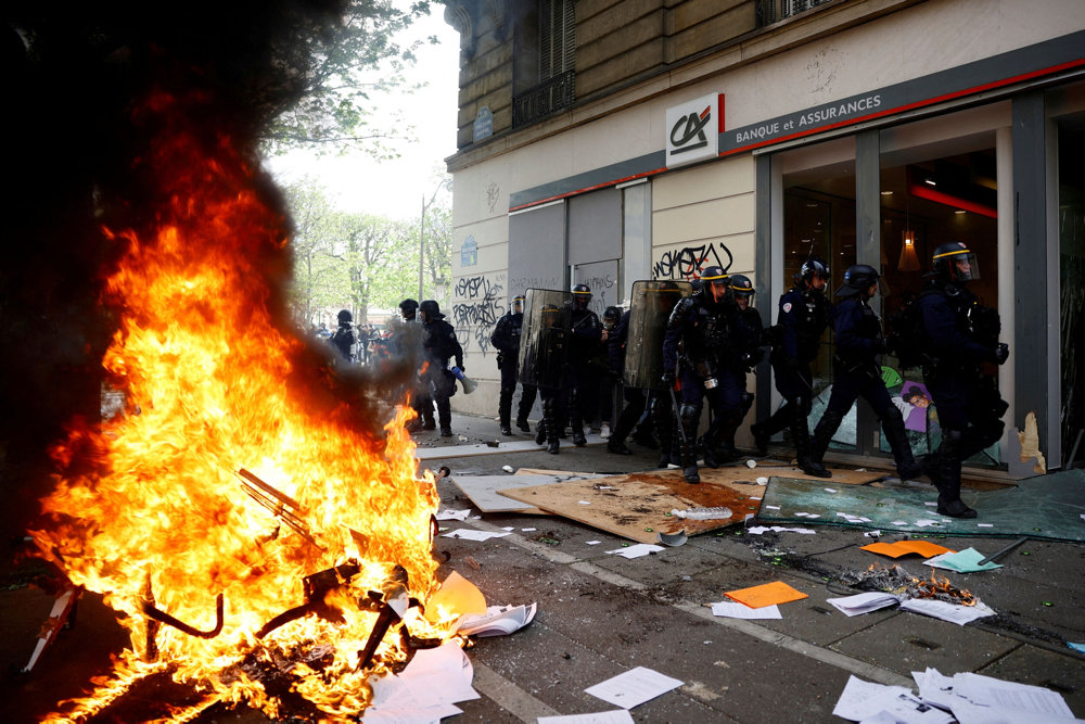 Eleventh day of national strike and protest in France against pension reform