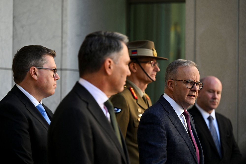 Australian Prime Minister Anthony Albanese speaks to media after Defence Strategic Review in Canberra