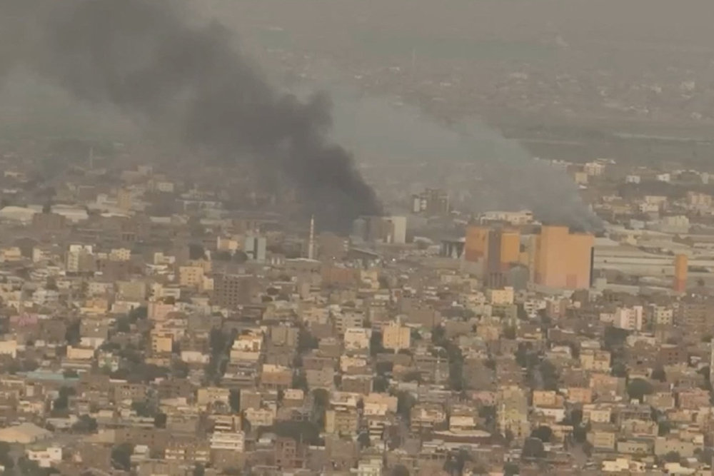 Drone video shows smoke rising over Sudanese city near Khartoum