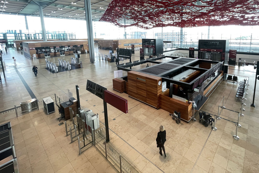 Employees strike over pay demands at the Berlin Brandenburg Airport (BER) in Berlin