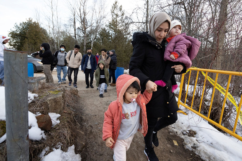 Roxham Road, an unofficial crossing point from New York State to Quebec for asylum seekers in Champlain