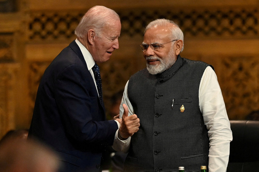 FILE PHOTO: President Biden speaks with Prime Minister Modi at the G20 Summit
