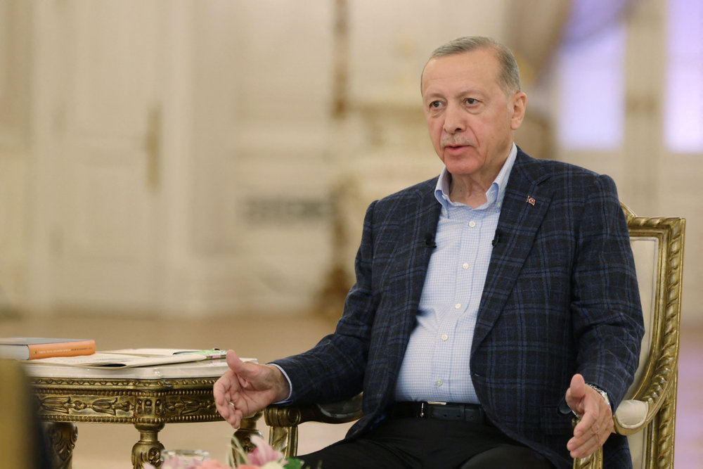 Turkey''s President Erdogan speaks during a joint live broadcast of Turkish TV channels in Ankara
