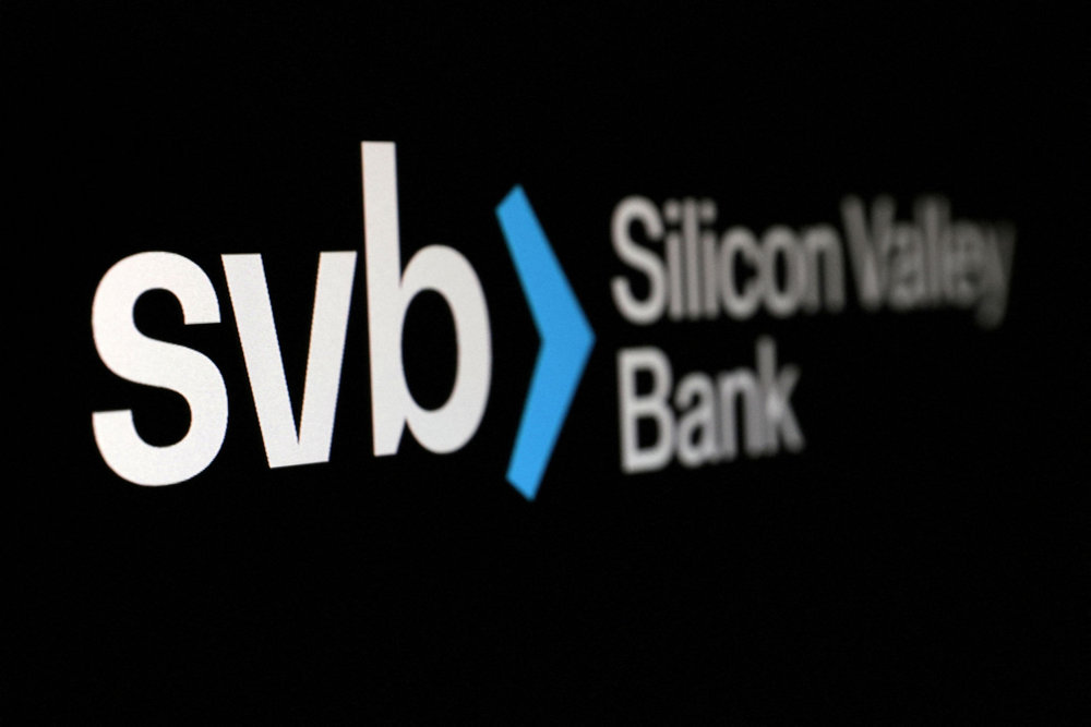 FILE PHOTO: Illustration shows SVB (Silicon Valley Bank) logo