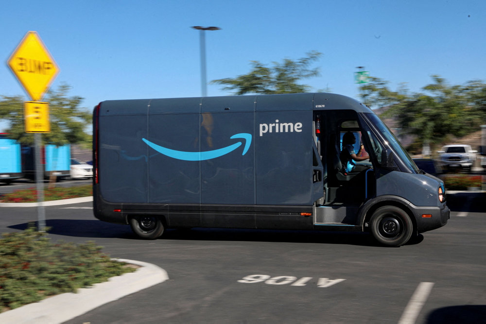 FILE PHOTO: Amazon delivery truck is pictured in Poway California