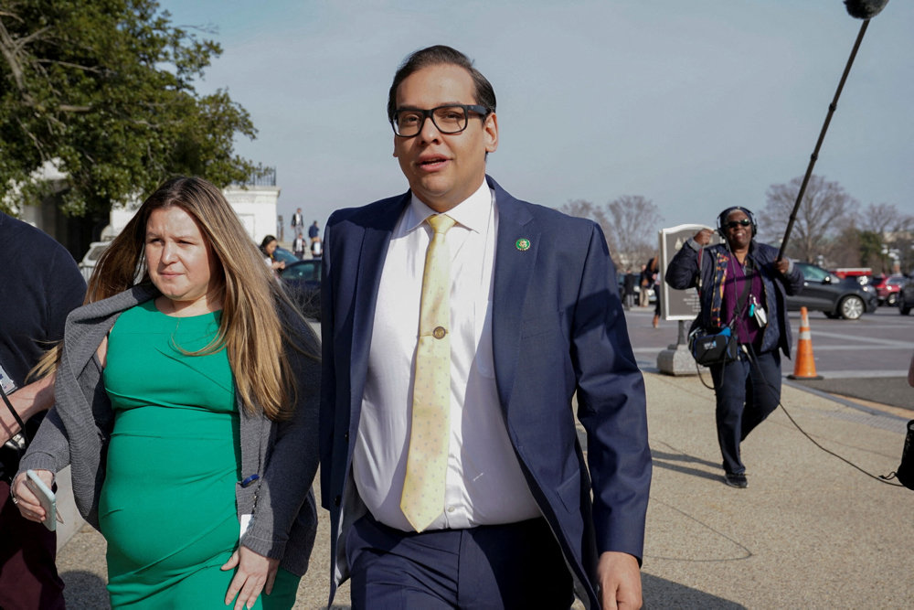 FILE PHOTO: U.S. Representative George Santos om Capitol Hill in Washington