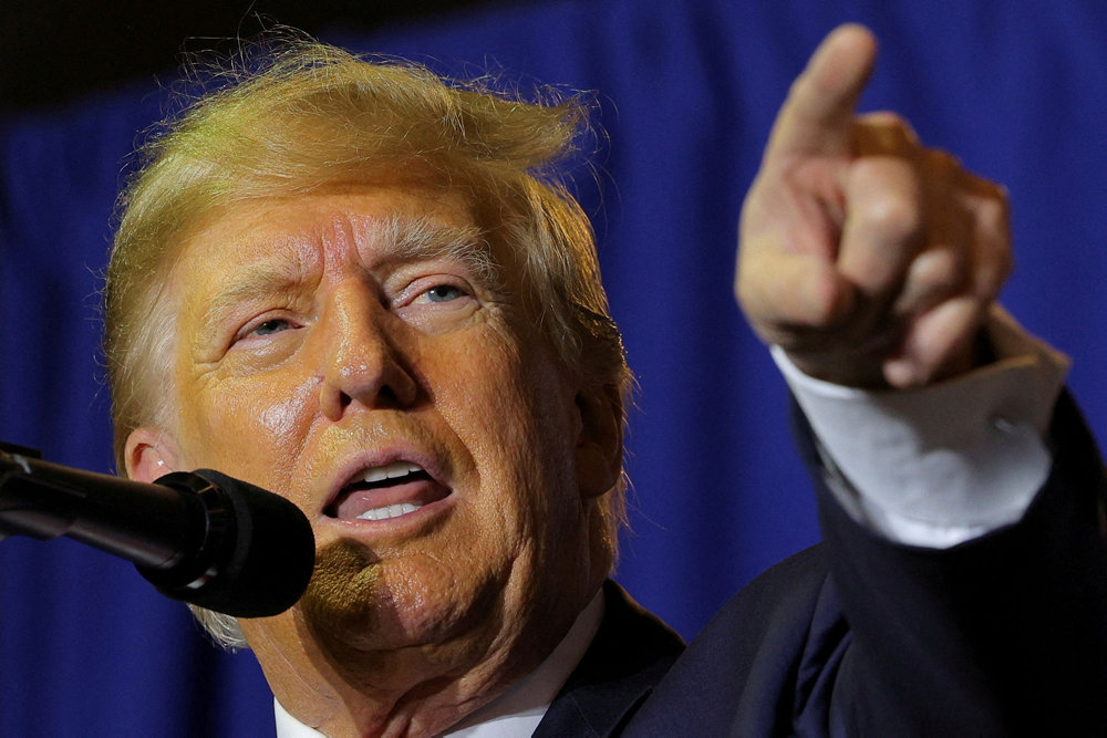 FILE PHOTO: Campaign event of former U.S. President and Republican presidential candidate Donald Trump in Manchester