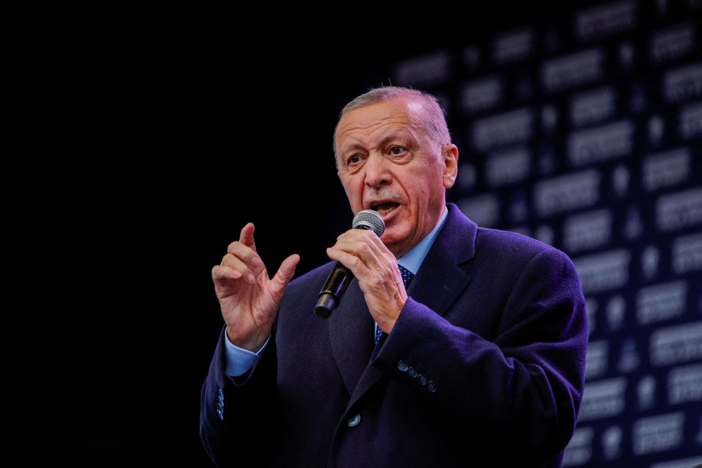 Turkish President Erdogan holds an election rally in Istanbul