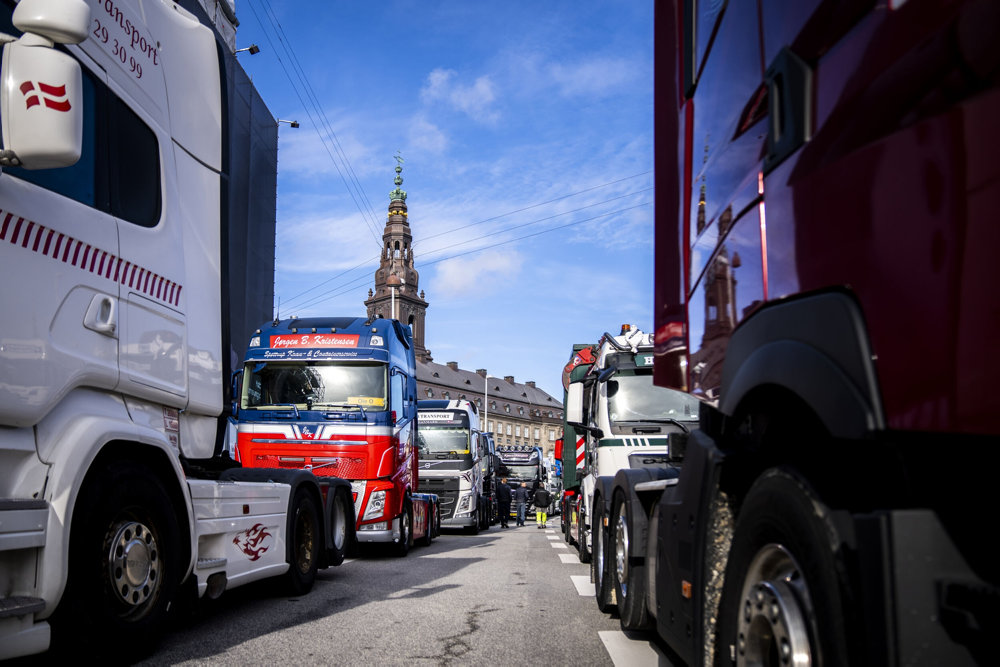 Denmark-Copenhagen- Trucks parked at Christiansborg