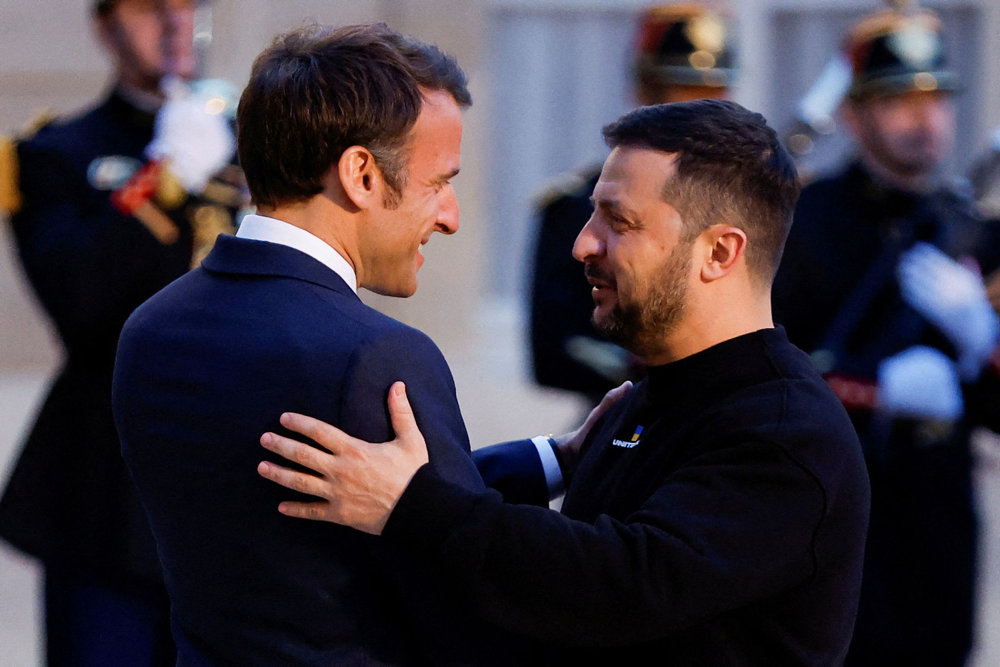 French President Emmanuel Macron meets with Ukraine''s President Volodymyr Zelenskiy, in Paris