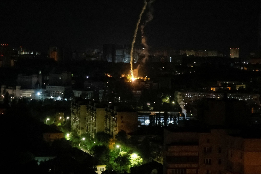 A missile strike in Kyiv