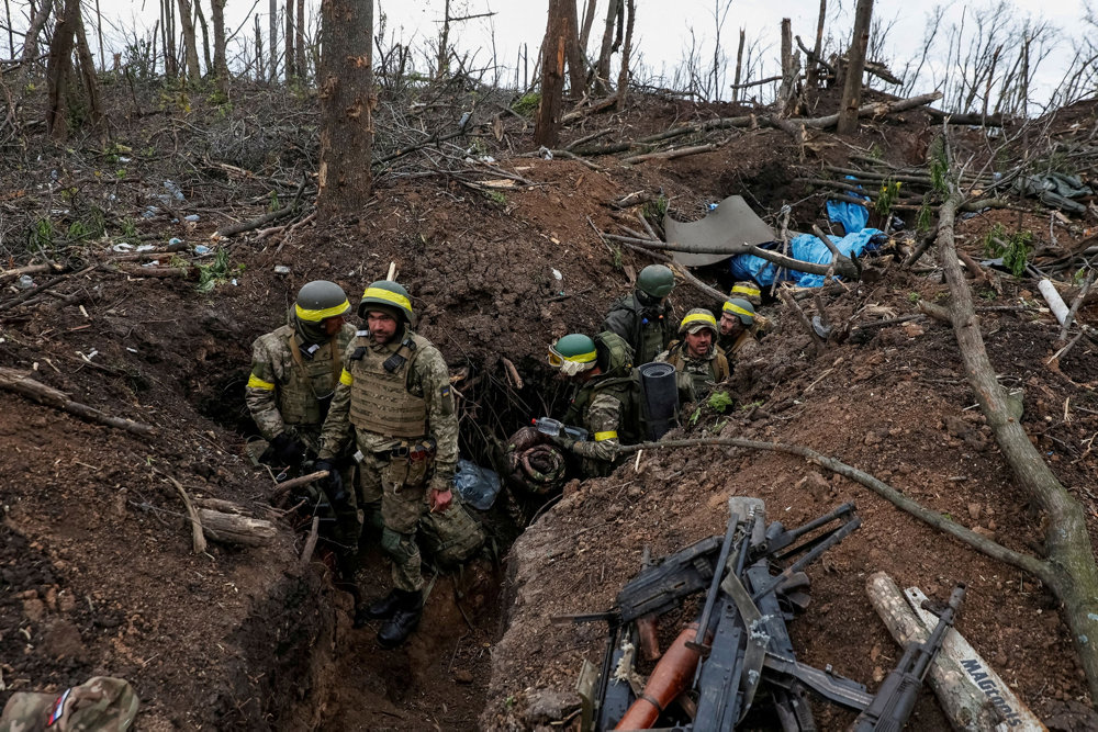 FILE PHOTO: Ukrainian servicemen are seen after a fight near the front line city of Bakhmut