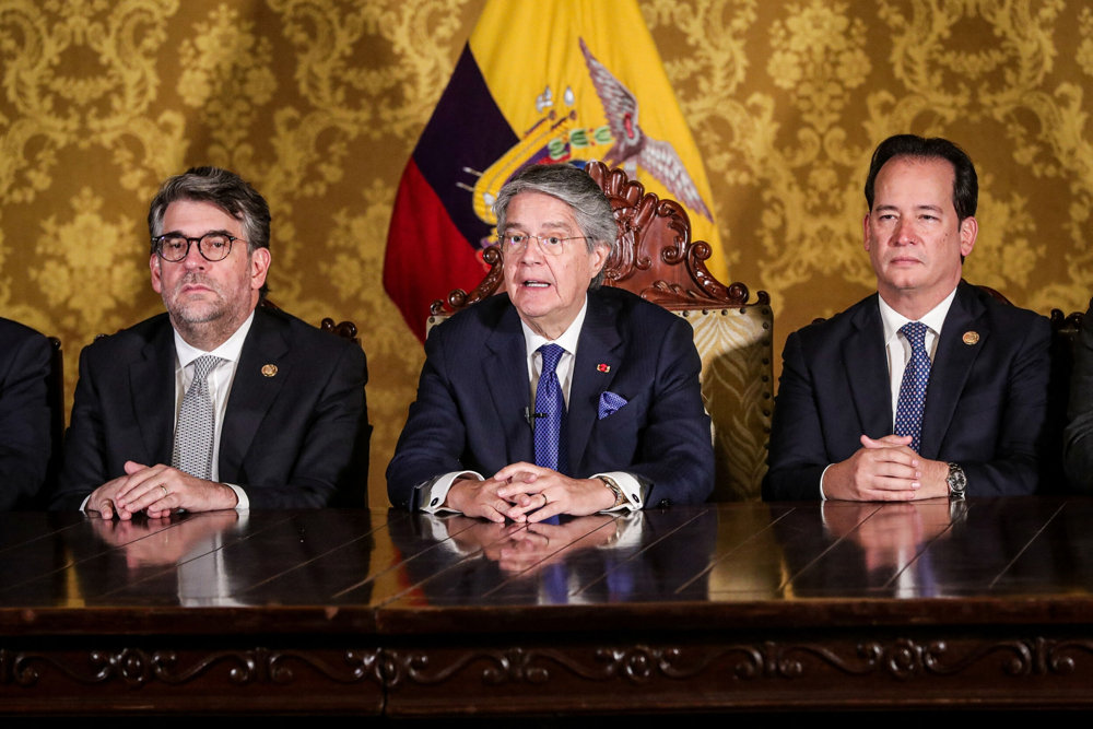 Ecuador''s President Guillermo Lasso addresses the nation after he dissolved the National Assembly, in Quito