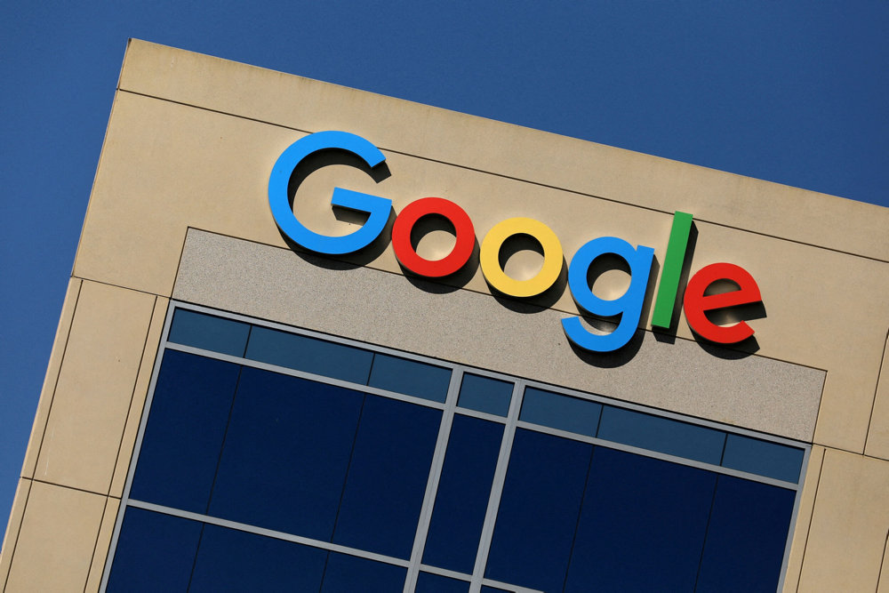 FILE PHOTO: Google logo on office building in Irvine, California