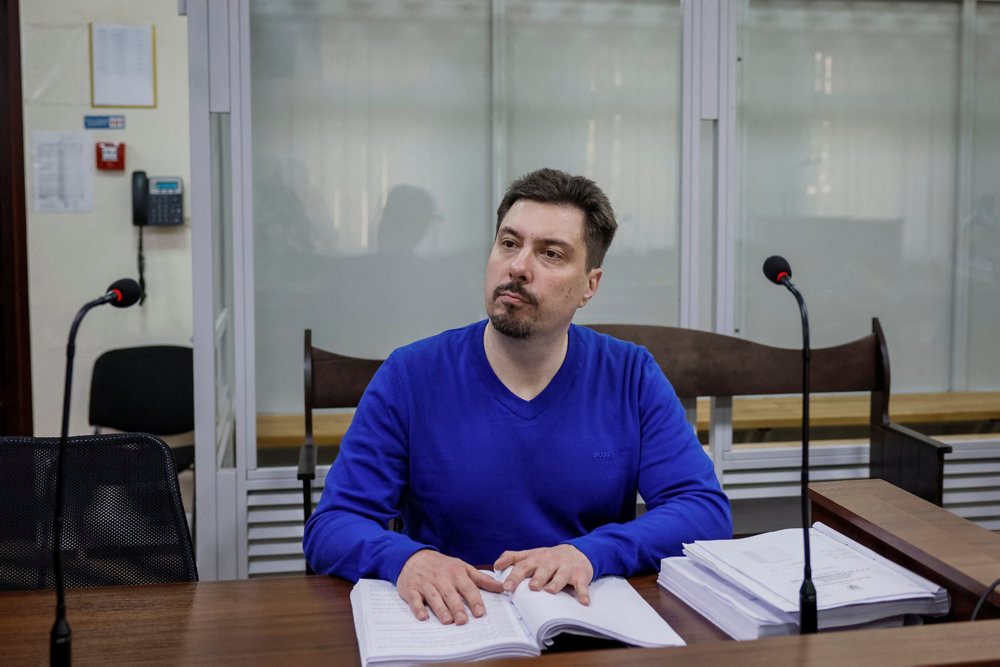 Vsevolod Kniaziev, the Chief Justice of Supreme Court of Ukraine, who has been detained for receiving a $2.7-million bribe, appears at the preventive measure court session in Kyiv