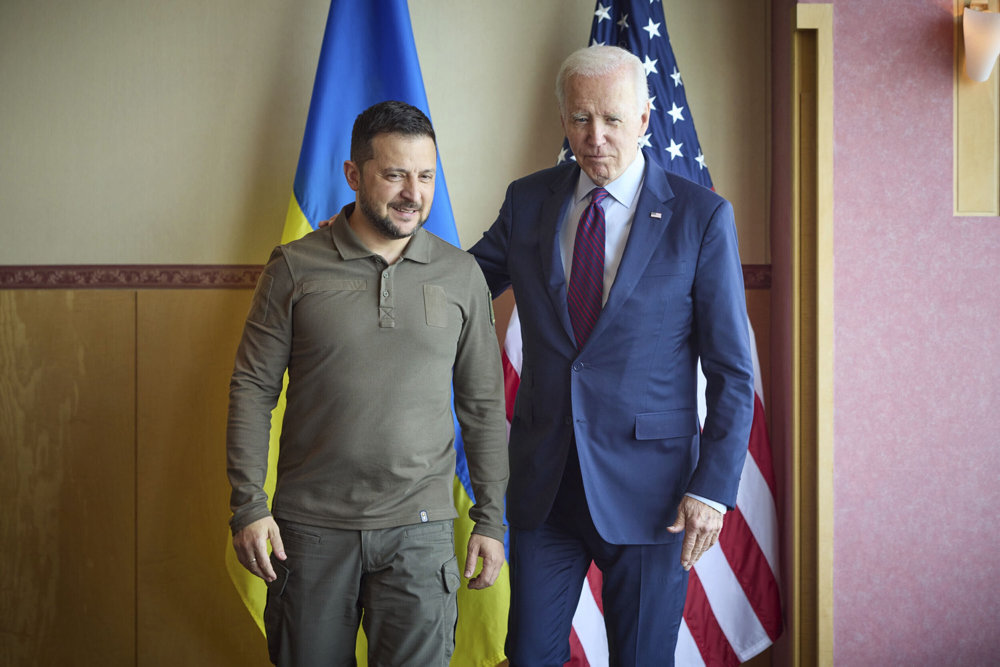 President Volodymyr Zelenskyy at the G7 summit in Hiroshima.