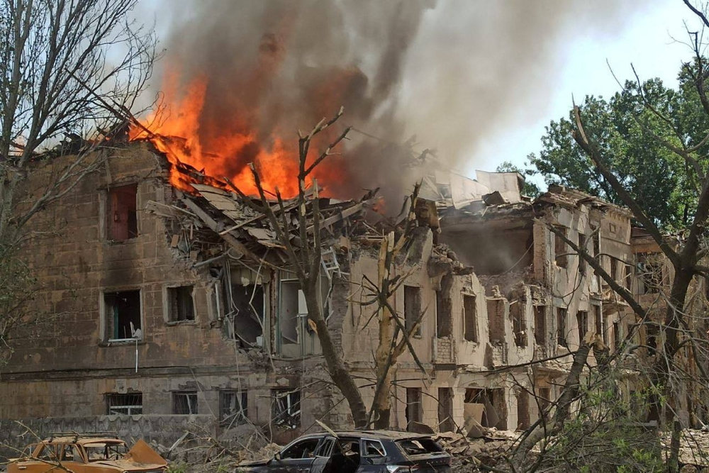 Aftermath of a Russian military strike in Dnipro