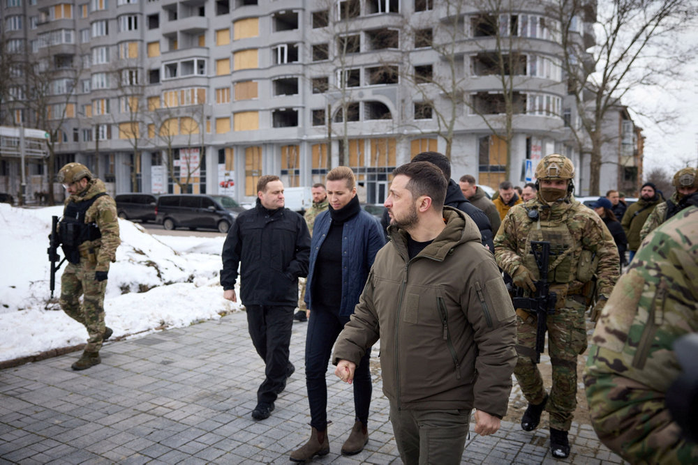 FILE PHOTO: Ukraine''s President Zelenskiy and Denmark''s PM Frederiksen visit Mykolaiv