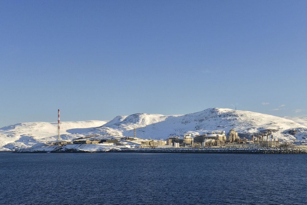 The island Melk''ya in nothern Norway with industry plants, Norway