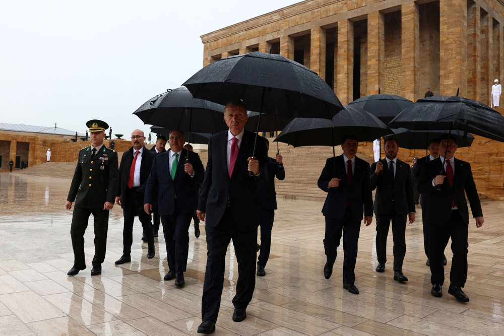 Turkish President Tayyip Erdogan visits the mausoleum of Mustafa Kemal Ataturk in Ankara