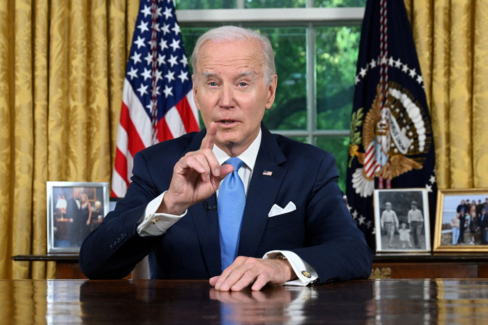 U.S. President Biden delivers a speech about bipartisan legislation that lifts federal government''s $31.4 trillion debt ceiling