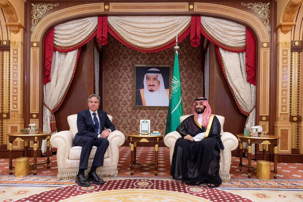 U.S. Secretary of State Antony Blinken meets with Saudi Crown Prince Mohammed bin Salman, in Jeddah