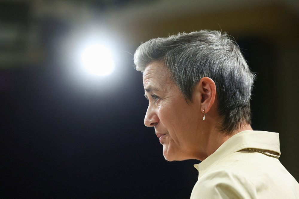 European Commission Executive Vice President Margrethe Vestager holds a press conference in Brussels