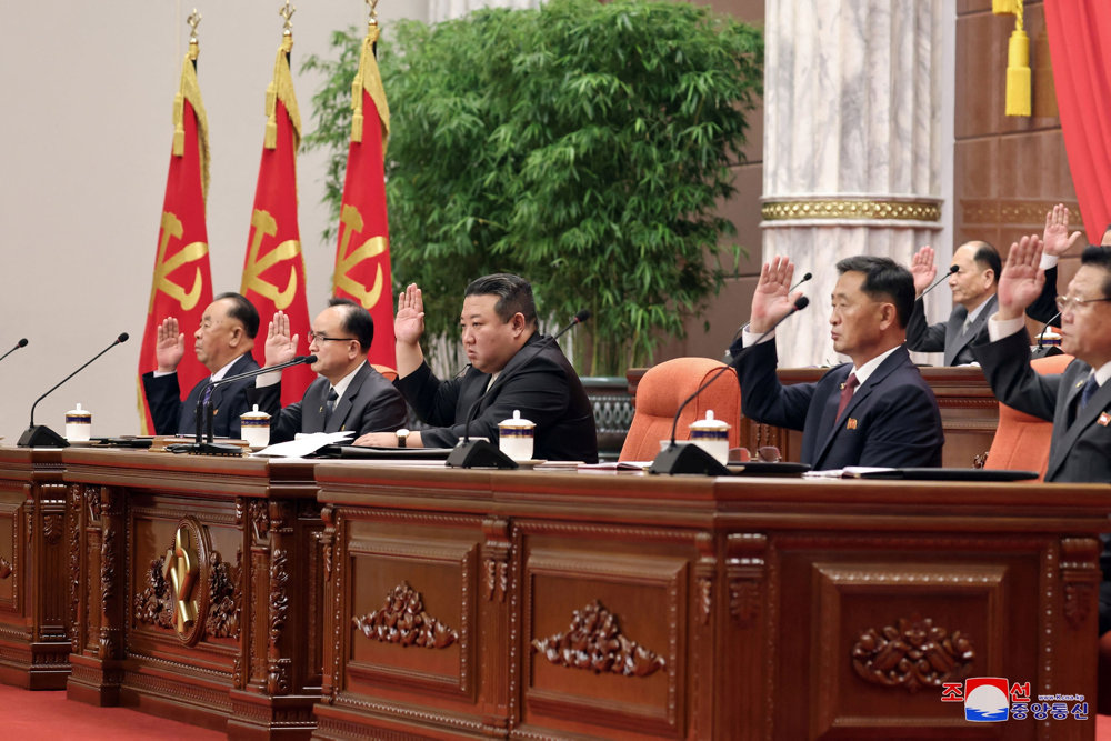 North Korean leader Kim Jong Un attends the 8th enlarged Plenary Meeting of the 8th Central Committee of the Workers'' Party of Korea, in Pyongyang