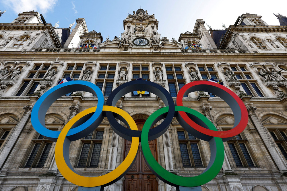 FILE PHOTO: Paris 2024 Olympic Games countdown clock in France