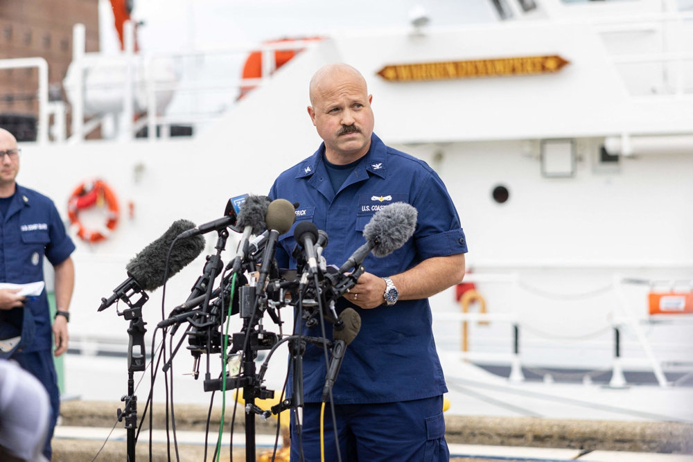 U.S. Coast Guard Briefs The Media On Search Efforts For The Missing Submarine Near Titanic