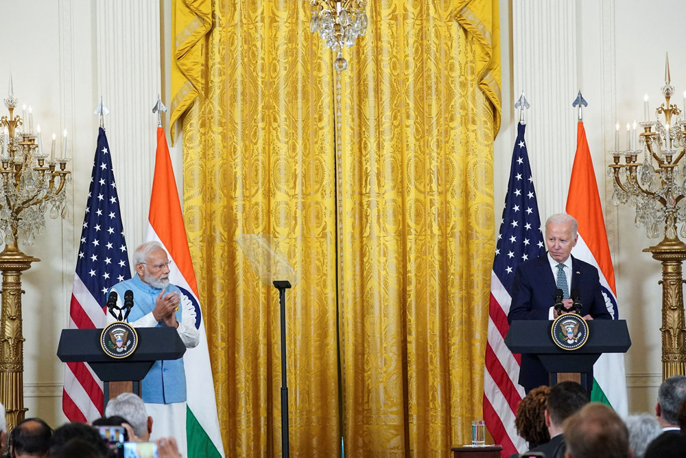 U.S. President Joe Biden and India''s Prime Minister Narendra Modi hold joint press conference at the White House in Washington