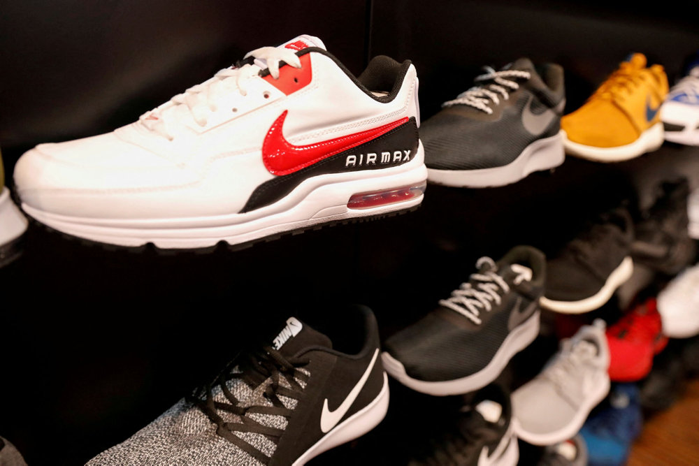 FILE PHOTO: Nike shoes are seen on display in New York