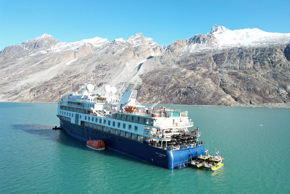 Luxury cruise ship carrying 206 people runs aground in remote Greenland