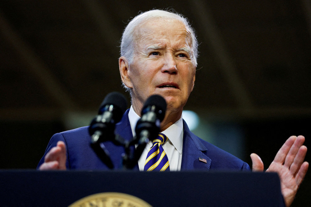 U.S. President Joe Biden delivers remarks on his economic agenda at Prince George''s Community College in Largo, Maryland