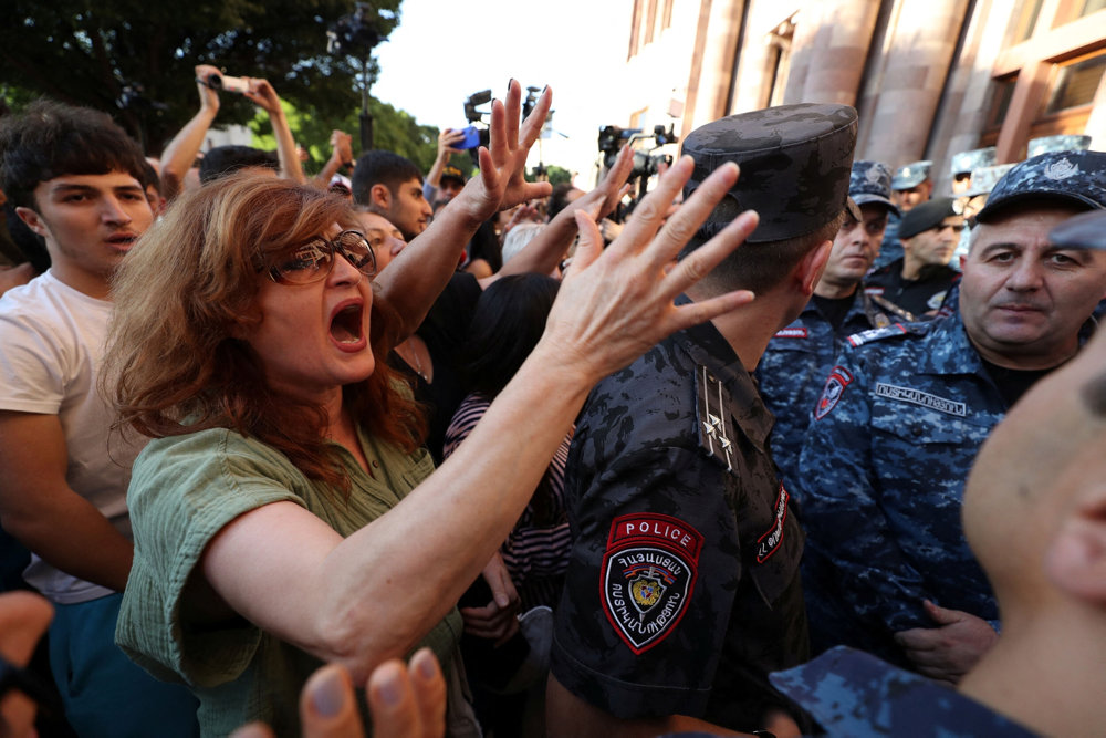 Protest in Yerevan following Azerbaijani military operation launch in Nagorno-Karabakh